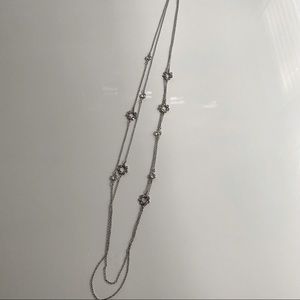 Silver Flower Gem Necklace